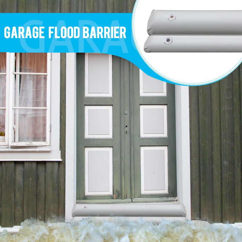 Frienda 4 Pcs PVC Flood Barriers for Home 4 ft x 9 in x 6 in Reusable Flood Prevention Barriers Water Barrier for Flooding PVC Flood Bags Sandbag Alternative PVC Water Diversion Tubes - Image 3